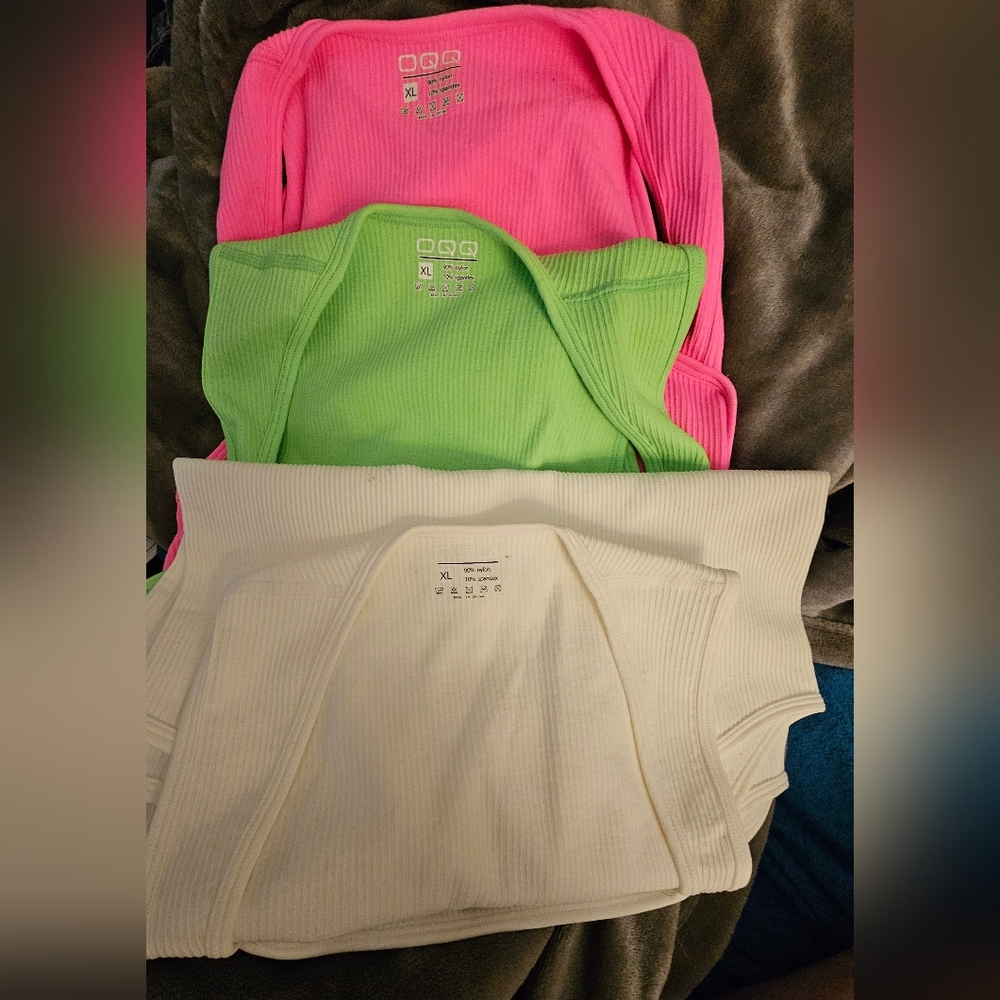 Vibrant Ribbed Tank Tops - Pink, Green, and White